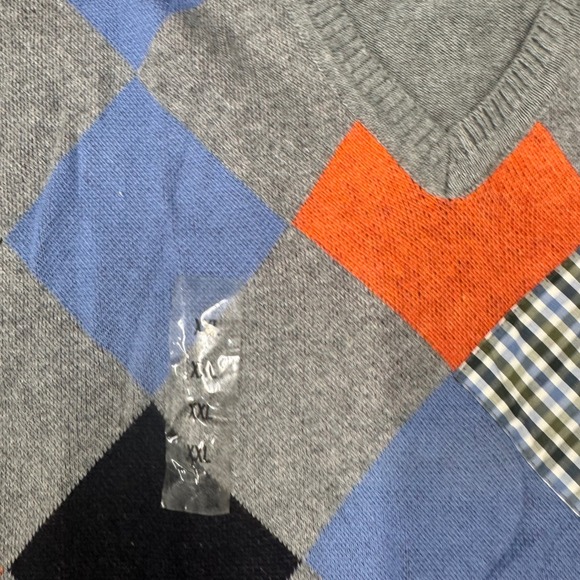 Arturo Calle Golf Mens V Neck Argyle Sweater Orange Blue Black Grey Size XXL - Picture 5 of 10